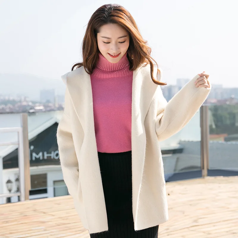Best Price 2019 spring new thick winter wool sweater solid color knitted loose hooded female cardigans YDSY1136 Best Price 2019 spring new thick winter wool sweater solid color knitted loose hooded female cardigans YDSY1136