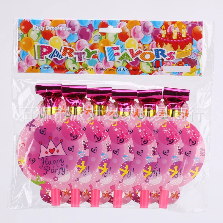 Party supplies 6pcs Pink Crown Princessbaby birthday party decoration disposable Blowing Dragon | Дом и сад