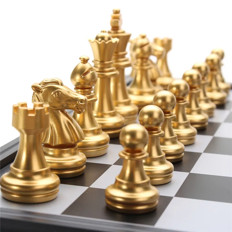9,8 "магнитная серебро золото Шахматная коробка набор образовательных настольные современные игры