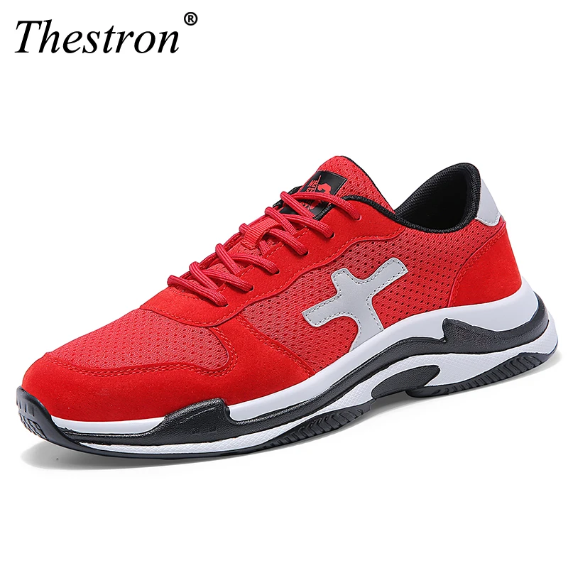 

Red Sports Shoes for Male Trail Running Tracking Breathable Light Large Sizes Sneakers Boost Slimming Athletic Outdoor Footwear