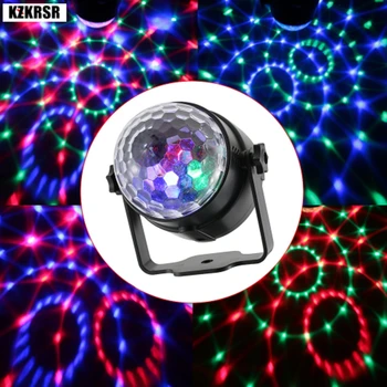 

KZKRSR AC85-265V Voice Sound Control RGB LED Stage Lamps Crystal Magic Ball Laser Stage Effect Light Disco Club Party Xmas Decor