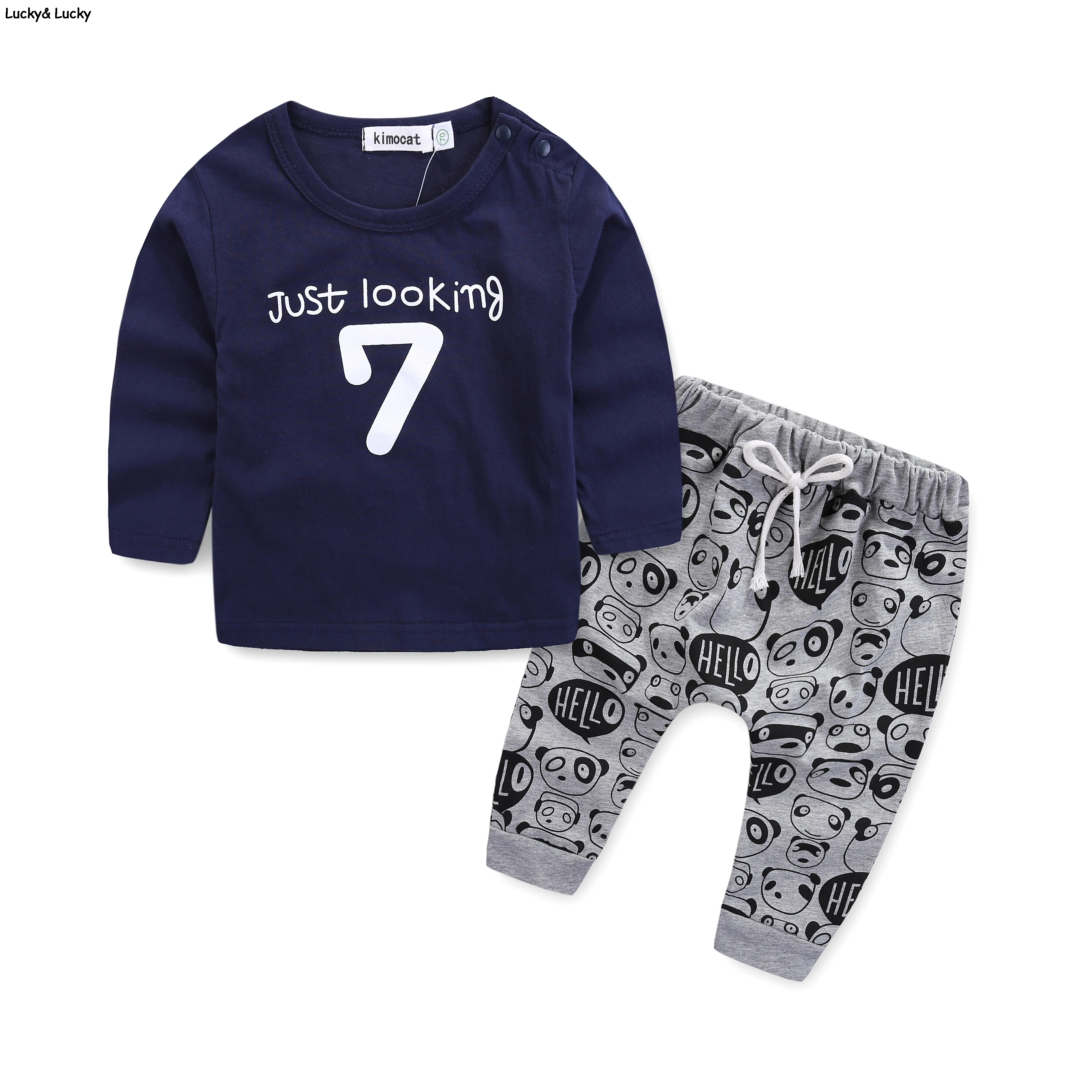 Одежда для новорожденных; комплект одежды для малышей; футболка с длинными рукавами и надписью 7; Одежда для новорожденных мальчиков - Цвет: db