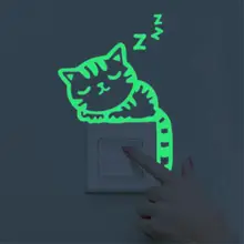 Милый креативный котенок кошка светящееся Серебристое свечение Переключатель стикер дома Прямая jun7