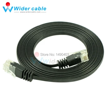 

Free Shipping Black Color Passed Fluke Lan Network Patch Cord 8P8C Flat CAT6 Copper Cable 1.1mm thickness 3m