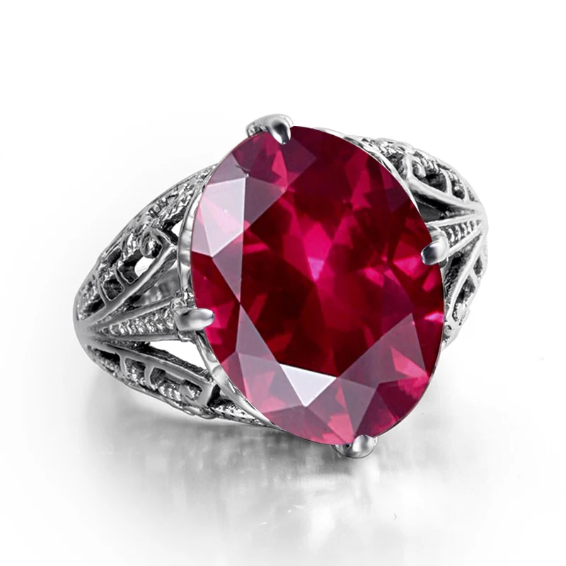 Обручальные кольца с рубином для принцессы Дианы Вильяма, настоящее 925 пробы, Серебряное коктейльное кольцо для женщин, вечерние ювелирные изделия