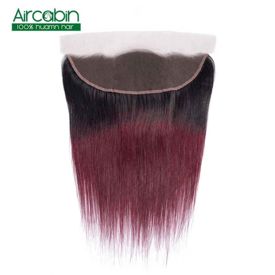 

13X4 Lace Frontal Closure Brazilian Straight Hair 100% Human Hair 1B 99J Free Middle Three Part Hair 8-18 Inch Aircabin Non Remy