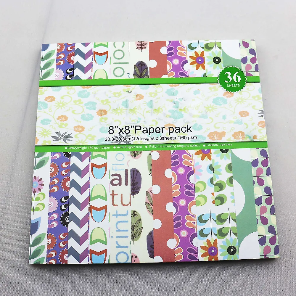 Sping Flower pattern 8inch papercraft sheets of 36pcs Decorative