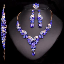 Fashion Crystal Wedding Jewelry Sets For Bride Party Costume Accessories Bridal Decorations Necklace Earring Jewellery for Women