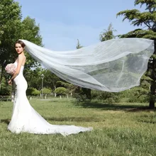 Индивидуальная свадебная вуаль с обрезанными краями, размеры от 0,75 метров до 5 метров, свадебные аксессуары белого цвета и цвета слоновой кости, мягкий тюль с металлической расческой