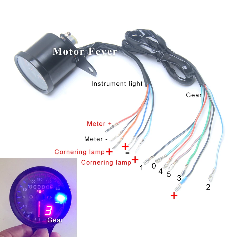 12V мотоциклов Скорость ometer одометром плотности размещения пикселей(5 gear Скорость метр датчик прибора Подсветка светодиодный светильник сигнала для Honda GN125 CG125 кафе