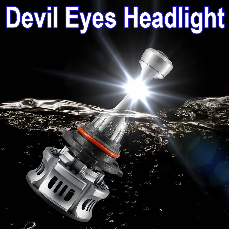 HLXG Devil Eyes H7 светодиодный светильник CSP 9005 HB3 автомобильная лампа Мини объектив
