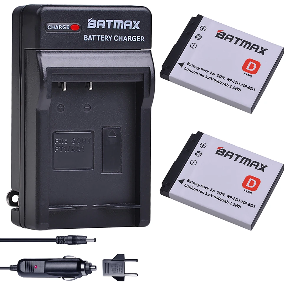 2 Pz 980 Mah Np-Fd1 Np-Bd1 Np Bd1 Fd1 Batteria + Caricabatterie Da Muro Per Sony Dsc T300 Tx1 T900 T700 T500 T200 T77 T900 T90 T70 T2 G3 S930