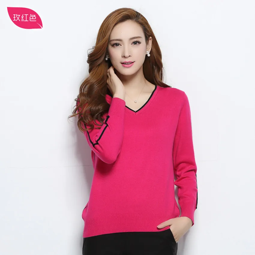 LAFARVIE, самая низкая цена, женская модная верхняя одежда, пуловер, вязаный кашемировый свитер, высокое качество, дизайн, чистый цвет - Цвет: rose red