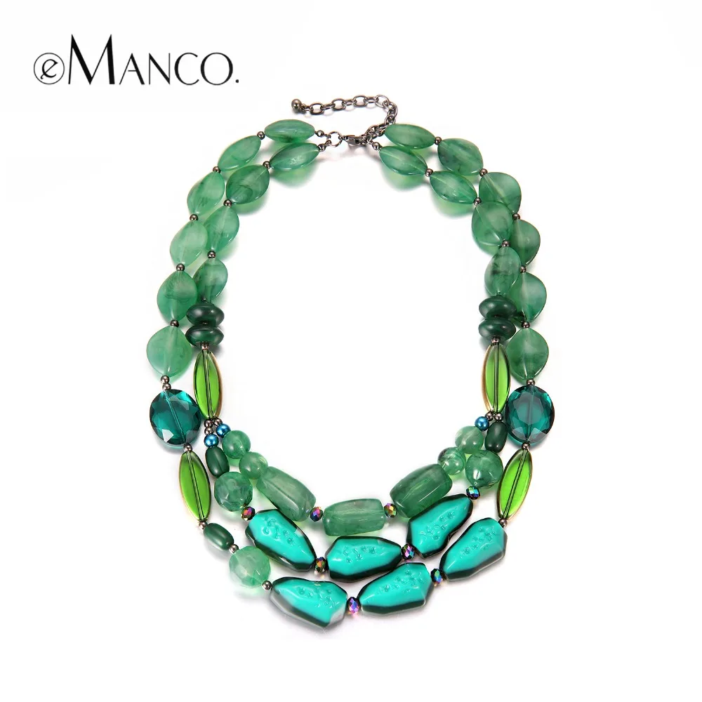 

3-Colors Ethnic Style Multi Layers Choker Necklaces for Women Resin & Crystal Beads Boho Necklace Party Fashion Jewelry NL15063