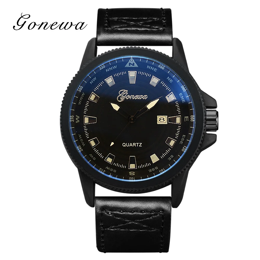 

Gonewa Brand 2017 Fashion Luxury Men Watches Leather Watchband Simple Business Quartz Outside Sport Male Military Clock GON035