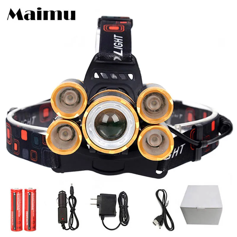 

Maimu 12000 lumens rechargeable LED headlight LED headlamp zoomable head flashlight xml t6 18650 head lamp waterproof lights D14