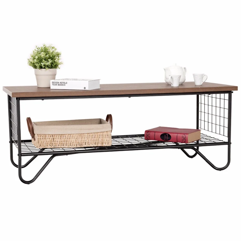 Giantex Coffee Accent Cocktail Sofa Side Table Solid Metal Frame Bedroom W/Lower Shelf Home Furniture HW59329 Giantex Coffee Accent Cocktail Sofa Side Table Solid Metal Frame Bedroom W/Lower Shelf Home Furniture HW59329