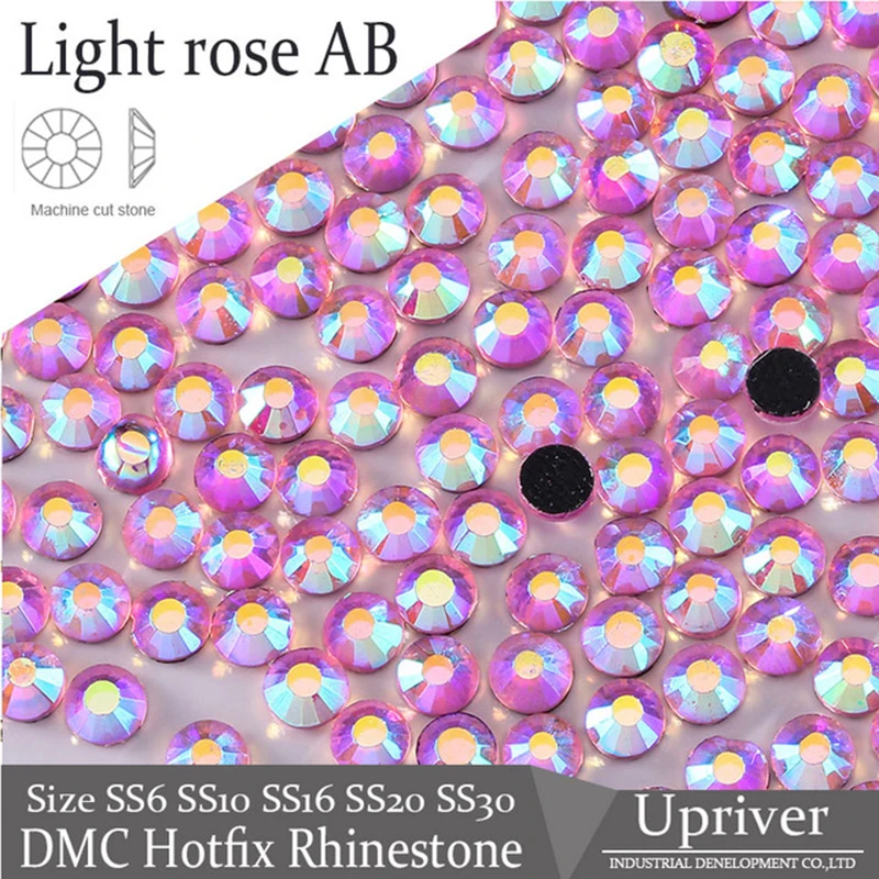 

Upriver DMC Iron On Light Rose AB Machine Glass Hotfix Rhinestones For Garment Accessories
