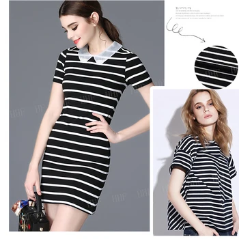 

LEO&LIN Black White Stripes Cotton Knitted Spring Autumn Four Stretch Thin Stripes Cloth