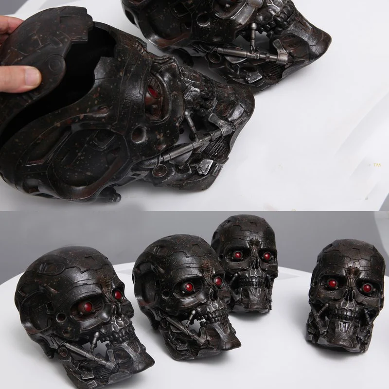 New hand made Terminator T600 1:1 skull storage box LED eyes can be lit new in stock now