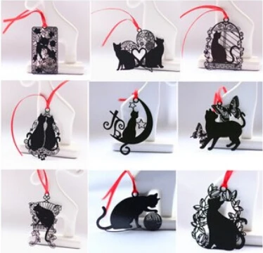 9PCS/LOT 9 StylesLovely Cute Cat Metal Bookmark Cat Book Holder for Book Paper Creative Gift