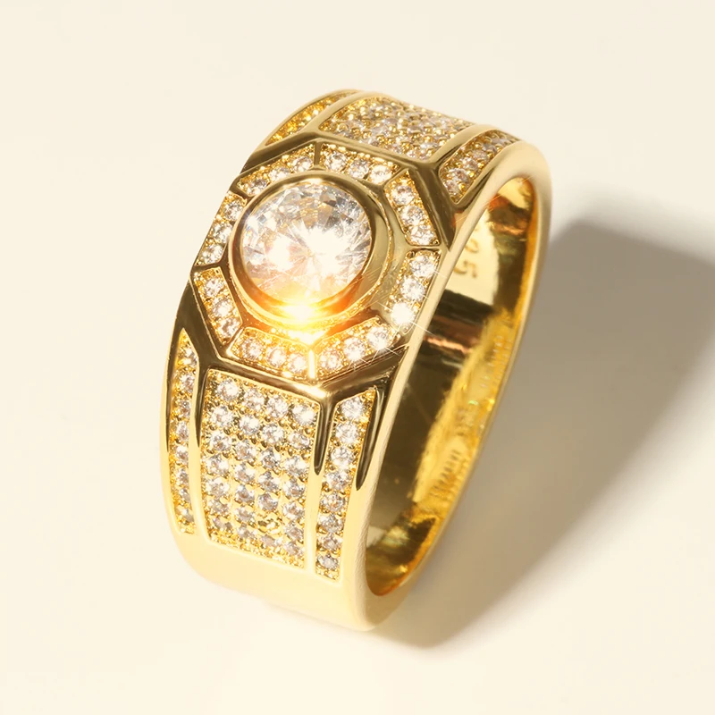Классическое роскошное мужское кольцо из нержавеющей стали золотого цвета с круглым кубическим цирконием, обручальное кольцо, ювелирные изделия, вечерние, подарок anillos bague