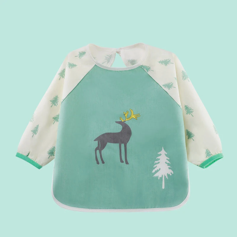 

Cute Cartoon Baby Bibs Bandana Bibs Waterproof Infant Eating Children Drawing Long Sleeve Apron Baby Self Feeding Bib
