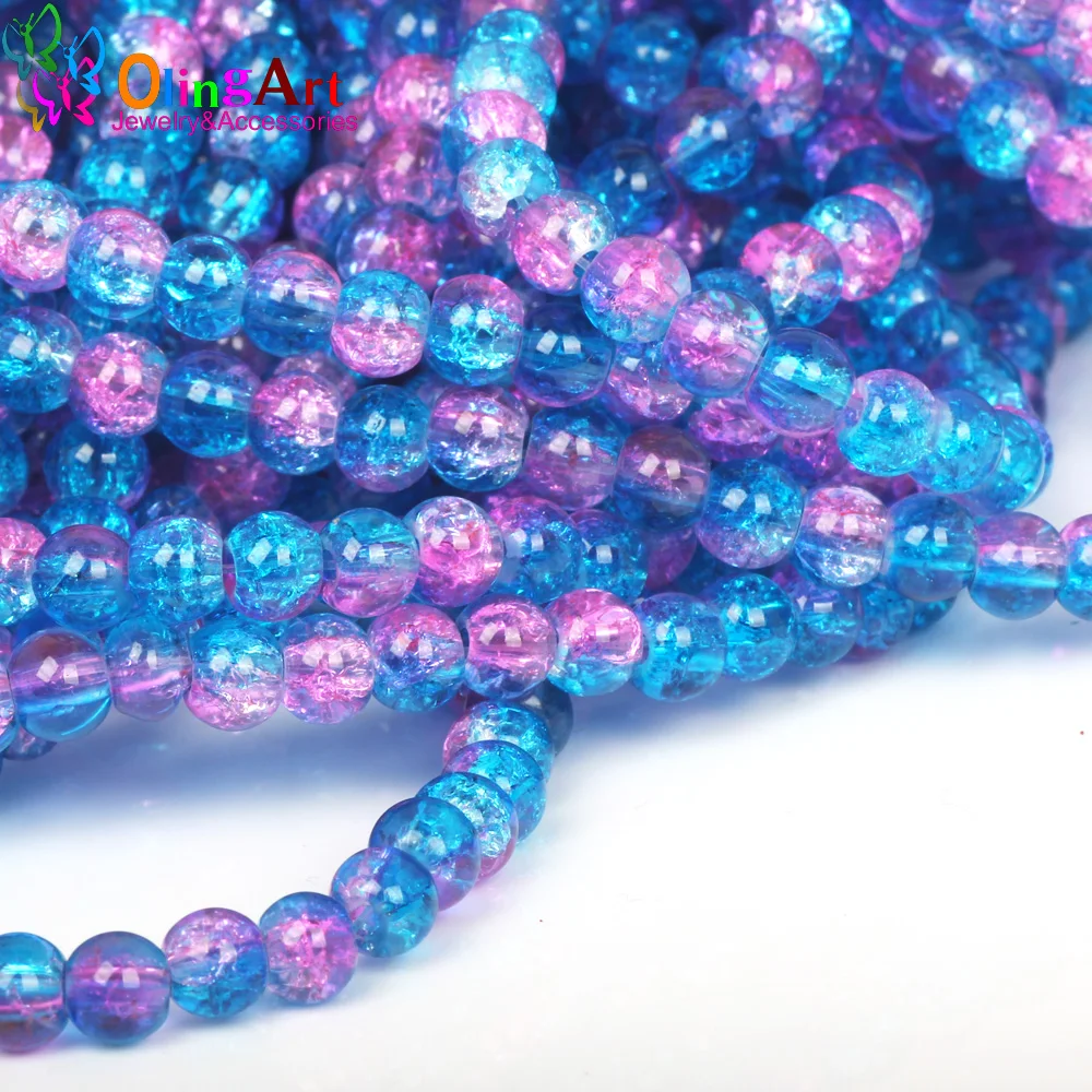 

2016 new Glass Bead Round 6MM 100Pcs Crack Beads Rose blue Crystal spacers DIY earring Bracelet choker necklace jewelry making