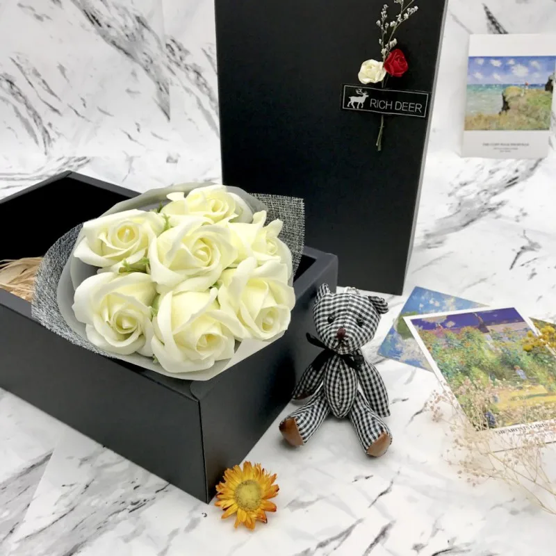 

Seven Hardcover Soap Flower Gift Set DIY Soap Flowers Birthday Gift for Mother's Day Girlfriend Gift Handmade Soap