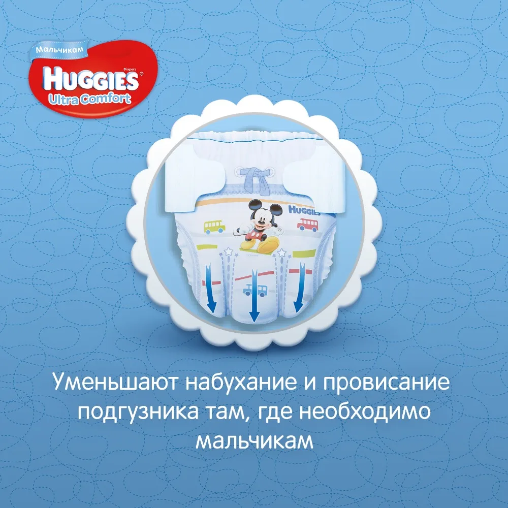 Подгузники Huggies для мальчиков Ultra Comfort 12-22 кг(размер 5) 105 шт