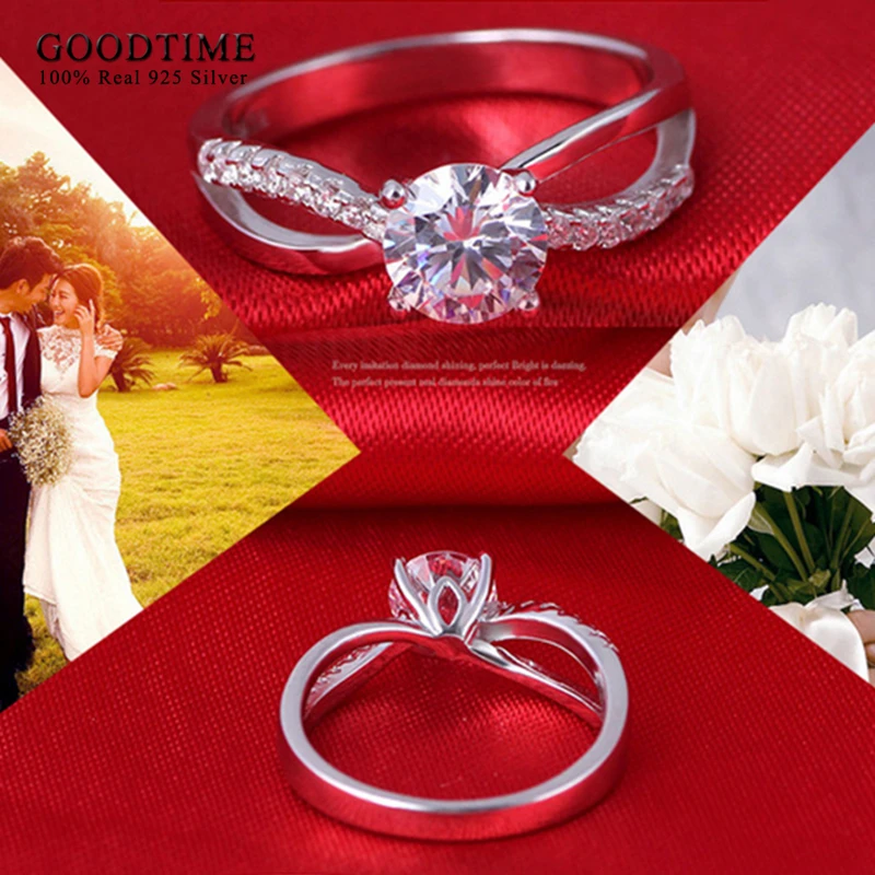 100% 925 Sterling Silver Jewelry Pure 925 Silver Rings Filling Zirconia Wedding Rings For Women Anniversary Couple Gift GTR042