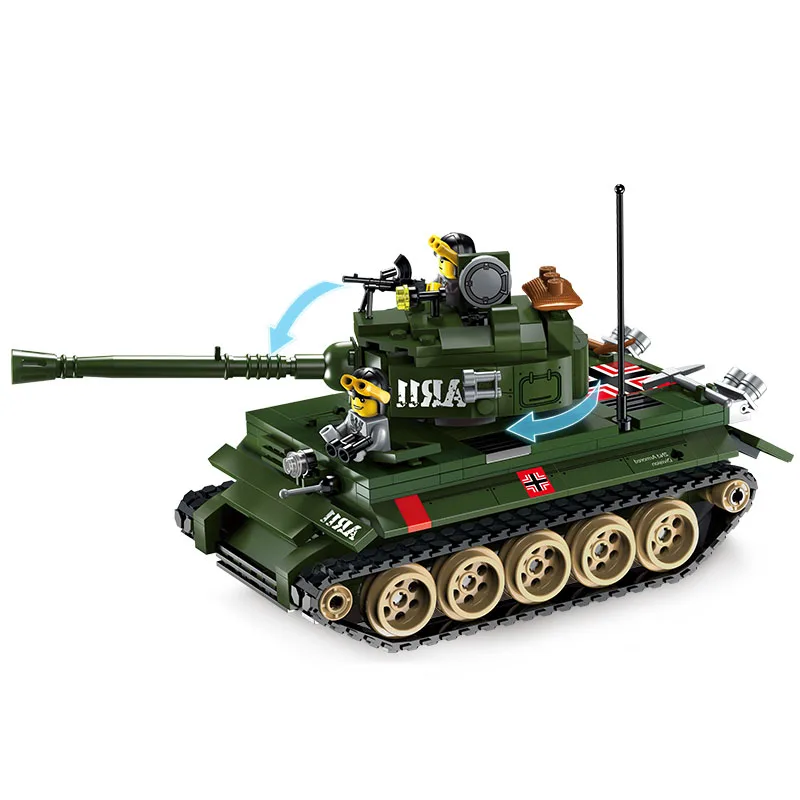 Ceny Modele zabawki do budowania ENLIGHTEN 1711 Tiger Tank wojskowe klocki myśliwiec kompatybilny z lego zabawki militarne i hobby