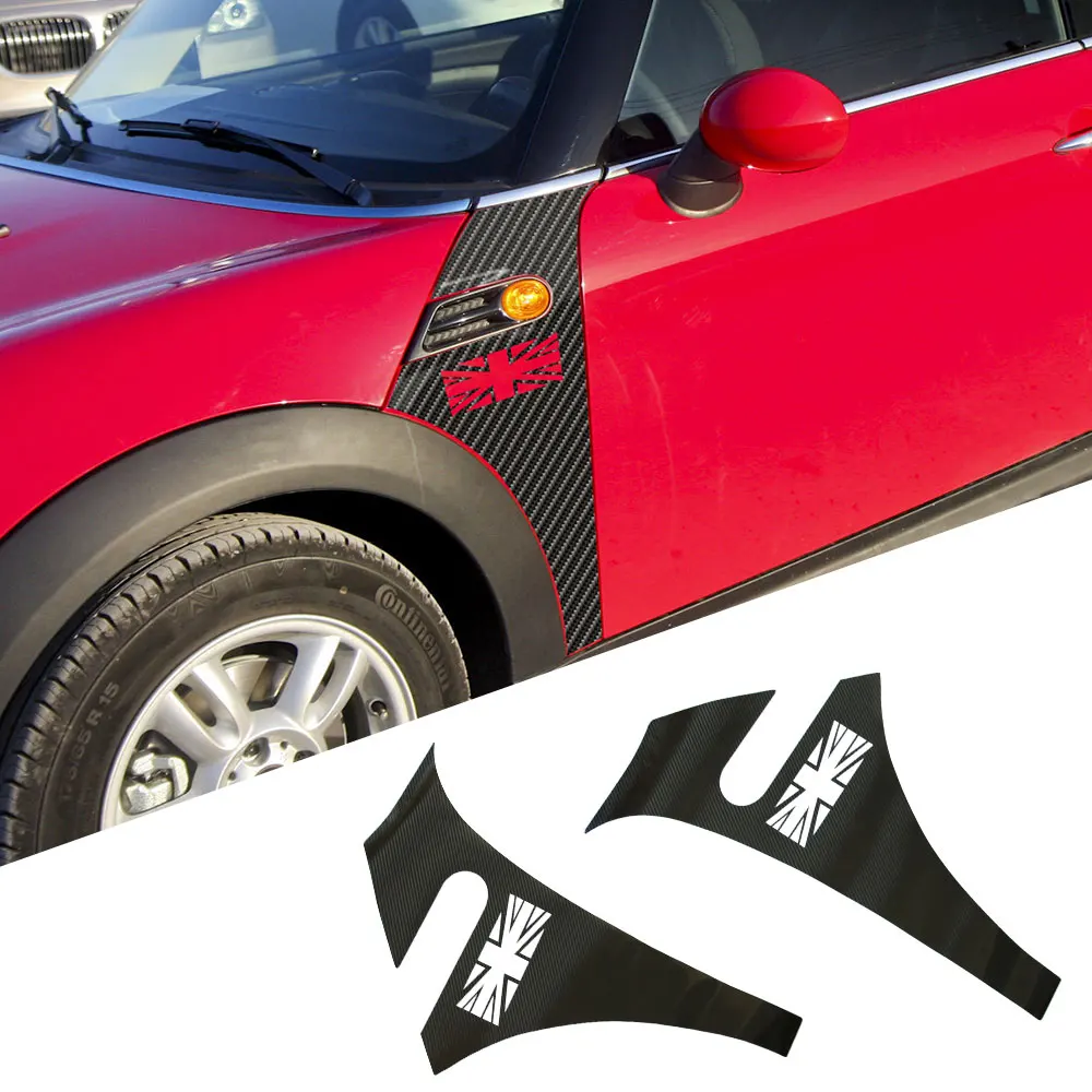 

1Pair 5D Carbon Fiber Vinyl Decal Front Car Fender Scuttles Air Vent Trim Decor Sticker For Mini Cooper R56 Accessories