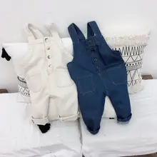 Новые модные джинсовые комбинезоны для мальчиков и девочек осенние модные детские штаны на возраст от 1 до 6 лет, PX2