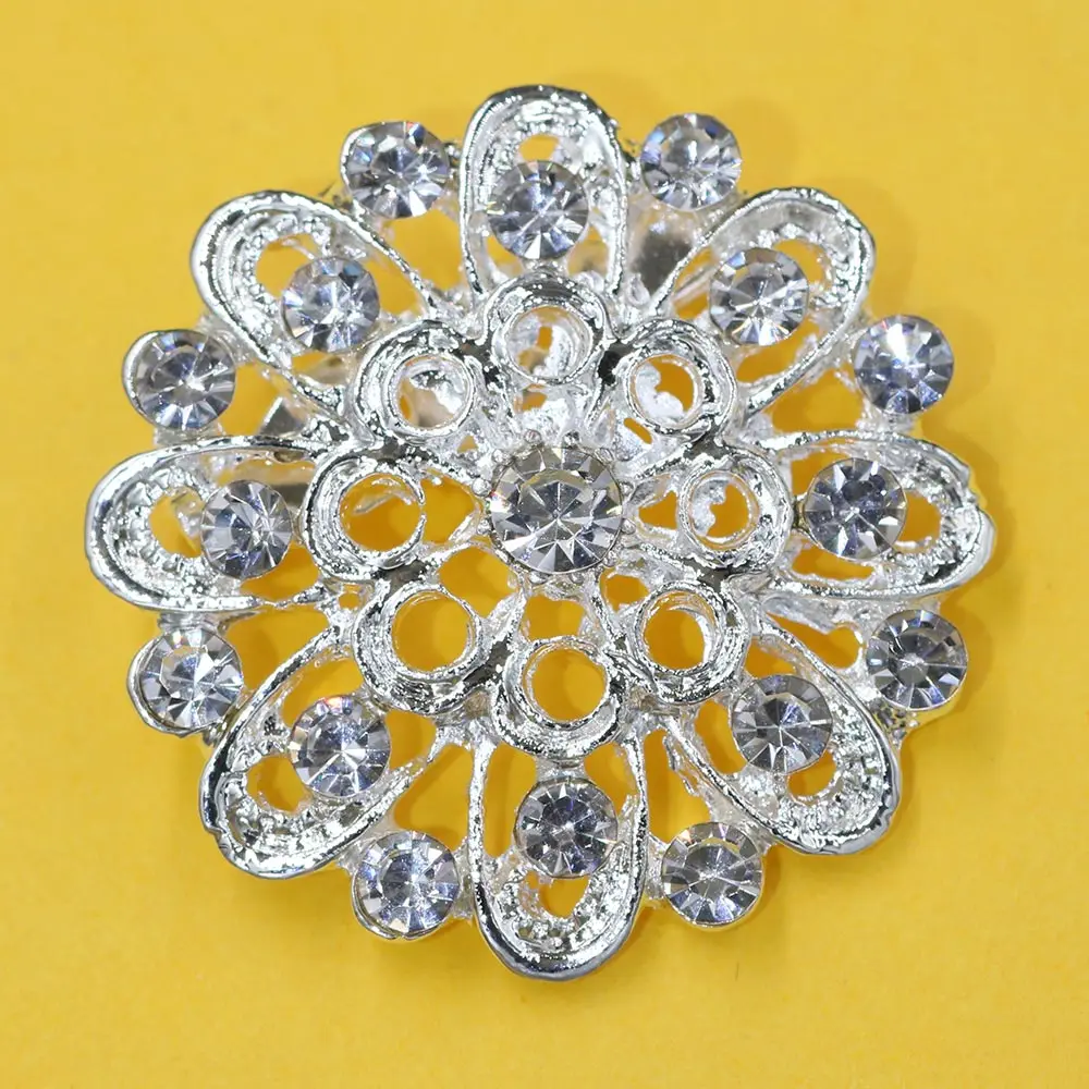 Wedding Bouquet Accessories Gift Hollow Flower Brooch for Women Alloy Metal Mosaic Rhinestone Pins Party Decoration | Украшения и