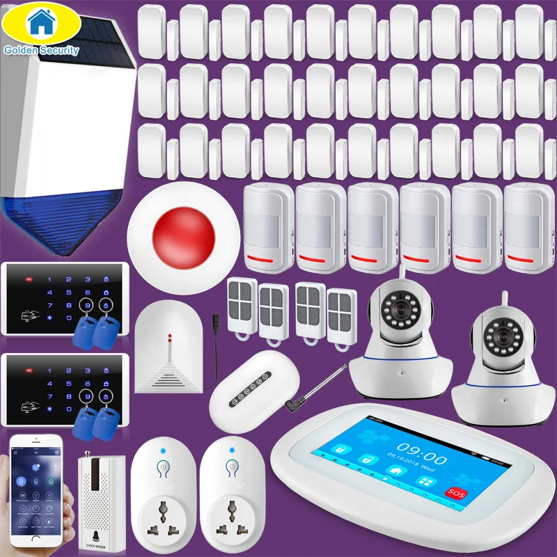 

Touch-Screen 4.3" TFT Color Display WIFI GSM Alarm System Home Alarm Security 720P Wifi IP Camera RFID Keyboard Signal Repeater