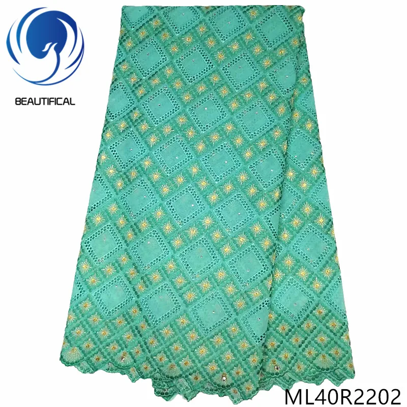 

BEAUTIFICAL nigerian swiss lace fabrics for dresses african swiss voile lace fabric 5yards Latset style cotton lace ML40R22