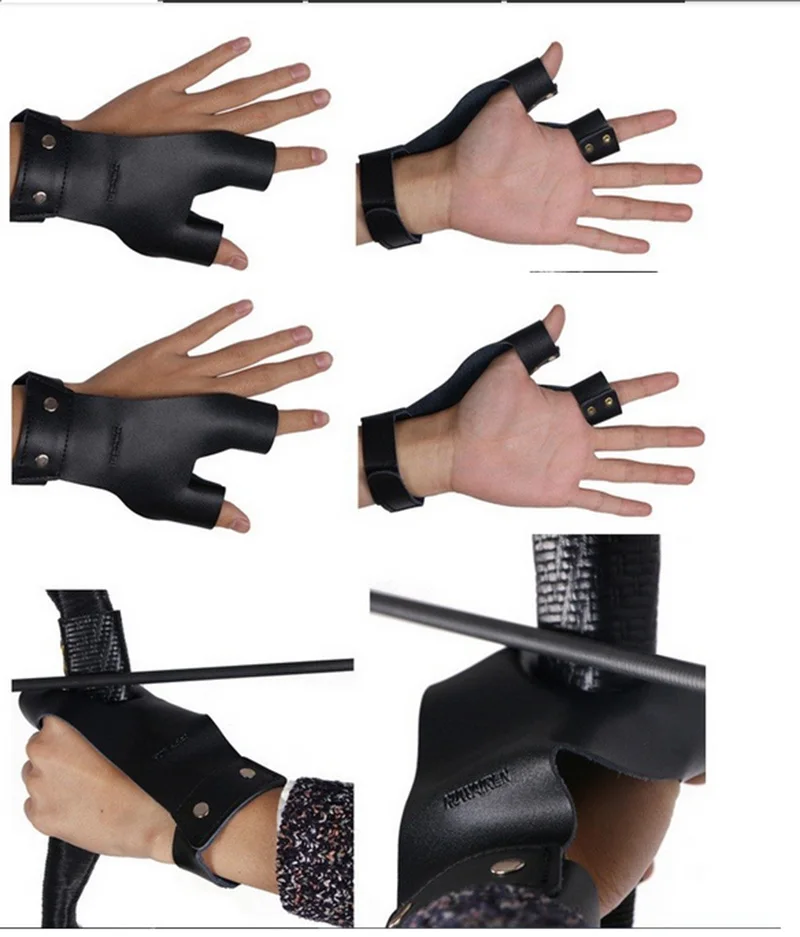 2pcs / lot Hunting bow arrow archery shooting finger guard black