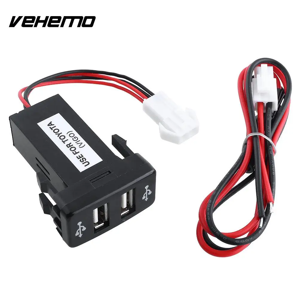 

VEHEMO 1Pc 5V 2.1A Dual USB Car Charger Auto Double Socket Fast Charging 2 usb Port Auto Adapter CS-270 for Toyota VIGO