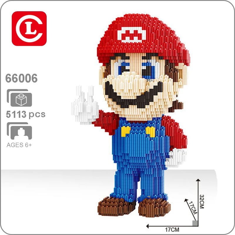 

LC 66006 Game Super Mario Victory Red Mario 3D Model DIY Mini Micro Building Blocks Bricks Toy for Children 32cm tall no Box