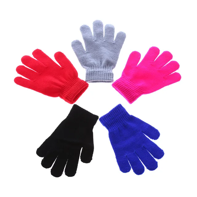 1Pair HOT Children Magic Glove Girls Boys Kid Stretchy Knitted Winter Warm Pick Gloves Mixed Color Knitted Gloves