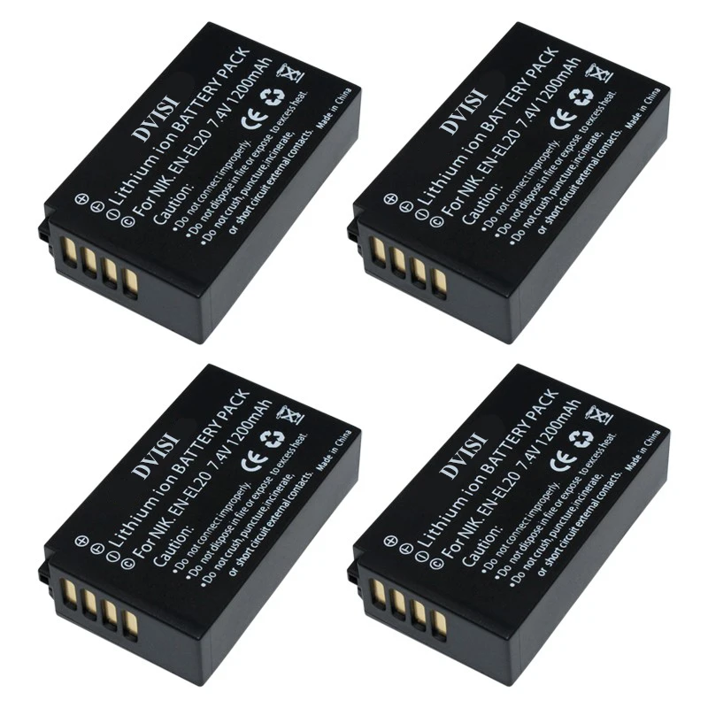 4Pcs/lot 7.4V 1.2Ah EN EL20 EN EL20 ENEL20 Rechargeable Camera Battery