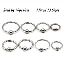 50 шт./компл. Нержавеющая сталь плененное кольцо серьга из носового кольца для пирсинга перегородки носа пирсинг BCR/CBR