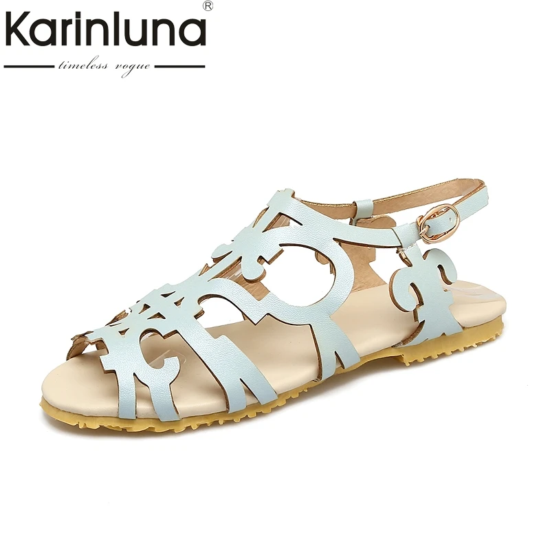 

KARINLUNA Big size 34-52 leisure sandals women shoes flat with gladiator back-strap wholesale summer shoes woman