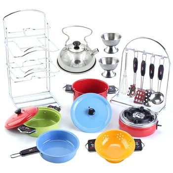 

18Pcs Children Pretend Play Toys Simulation Kitchen Stainless Steel Tableware Cutlery Playset 2019 New Arrival