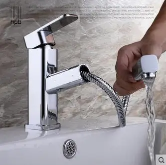 

Copper pull type basin faucet pull hot and cold basin belt shower