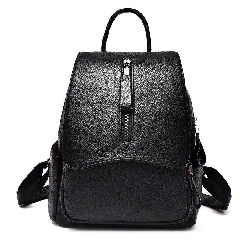 

2017 Discount Solid High Quality Female Leather Backpack Women Designer School Bags Teenagers Girls Luxury Women Black Backpacks