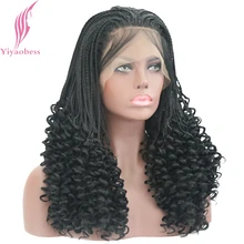 Yiyaobess 1b# Color Synthetic Micro Braided Lace Front Wigs For Women Heat Resistant Fiber Black Hair Wig With Baby Hair Yiyaobess 1b# Color Synthetic Micro Braided Lace Front Wigs For Women Heat Resistant Fiber Black Hair Wig With Baby Hair