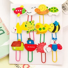 12 шт./компл. Мультяшные животные каваи узор деревянные бумажные Зажимы для бумаг закладки бумажные клип канцелярские принадлежности для офиса и обучения