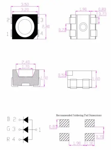 100 шт общий анод 3528 (1210) SMD СВЕТОДИОДНЫЙ красный зеленый синий (RGB) Новый|smd led|smd led